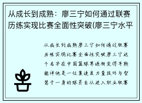 从成长到成熟：廖三宁如何通过联赛历练实现比赛全面性突破(廖三宁水平)